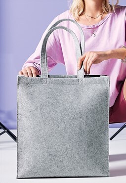 54 Floral Structured Felt Shoulder Tote Bag - Grey