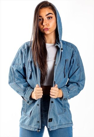 VINTAGE HOODED DENIM JACKET J1477