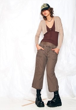 Vintage Y2K Cargo Capri Trousers in Brown Gorpcore