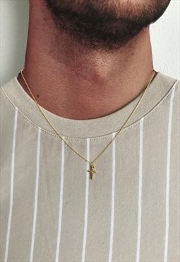 small gold plated sterling silver cross necklace 20inch 