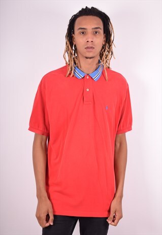 POLO RALPH LAUREN MENS VINTAGE POLO SHIRT XXL RED 90S