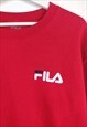 VINTAGE FILA SWEATSHIRT LOGO ON SLEEVE IN RED M