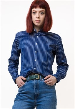 Ralph Lauren Striped Blue Logo Long Sleeve Shirt 4965