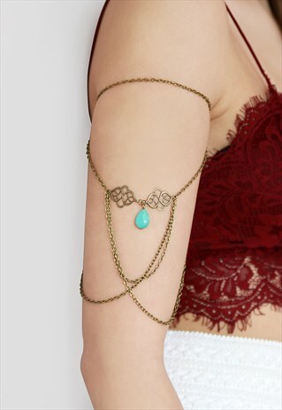 TURQUOISE DROP BOHEMIAN ARM CHAIN