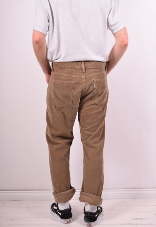 LEVI'S 505 MENS VINTAGE CORDUROY TROUSERS W36 L34 BROWN 90S