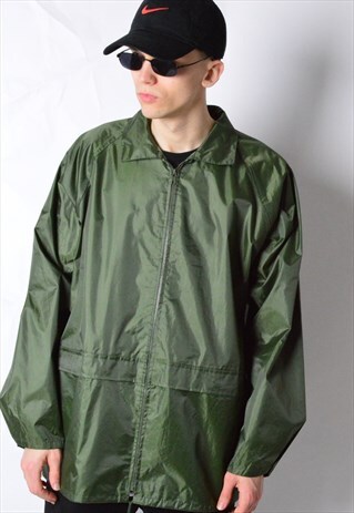 VINTAGE 80S KHAKI GREEN RAIN COAT