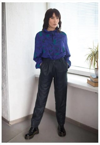 VINTAGE 80'S SHIMMERING HIGH WAISTED TROUSERS IN BLACK