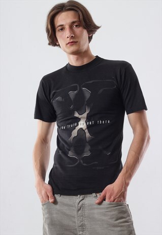 VINTAGE X-FILES TV SERIES GRAPHIC TEE 90S BLACK 1996