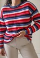 VINTAGE 90S OVERSIZED JUMPER IN MULTI-COLOURED STRIPE