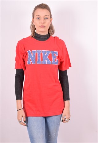 NIKE WOMENS VINTAGE T-SHIRT TOP SMALL RED 90S