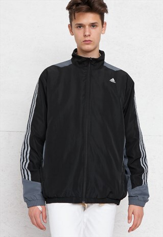 VINTAGE BLACK ADIDAS ZIP TRACK JACKET