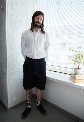 VINTAGE 80'S BLACK COTTON SHORTS