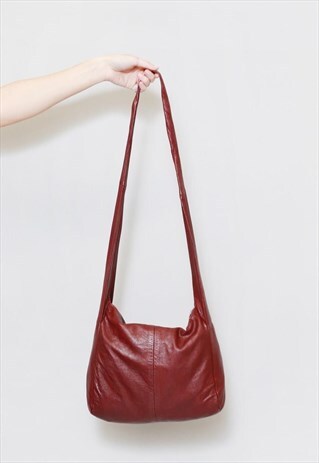 VINTAGE 1980'S BURGUNDY LEATHER SHOULDER BAG
