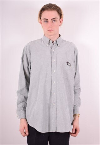 RALPH LAUREN MENS VINTAGE SHIRT MEDIUM BLUE 90S