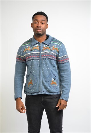 VINTAGE UGLY WINTER CHRISTMAS KNIT CARDIGAN