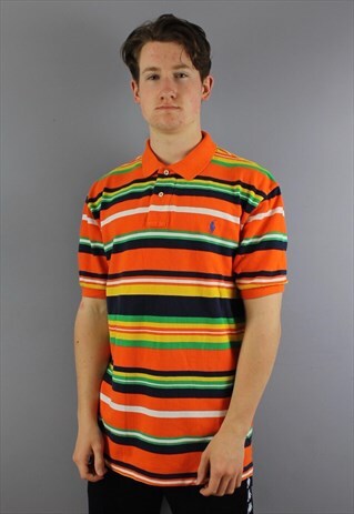 VINTAGE POLO RALPH LAUREN POLO SHIRT IN ORANGE WITH EMBROIDE