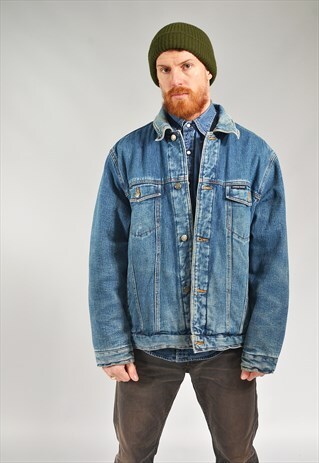 VINTAGE MID BLUE LINED DENIM JACKET