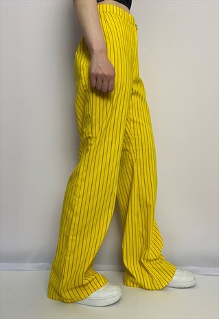 VINTAGE 90S STRIPED YELLOW BLACK PANTS