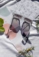 WHITE FRONT LENS RECTANGLE THICK FRAME SUNGLASSES 