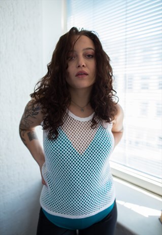 VINTAGE 80'S WHITE FISHNET COTTON TOP