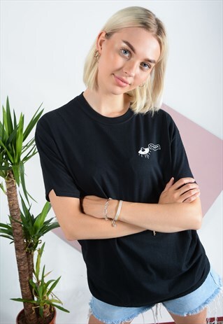 YIFY T-SHIRT IN BLACK WITH SPACESHIP DESIGN