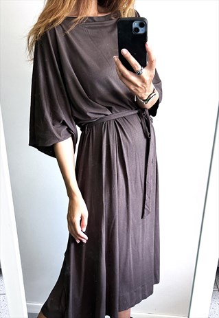 BROWN MIDI BOHO DRESS - XXXL