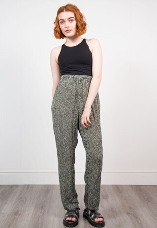 90'S GREEN PATTERNED BOHO GRUNGE TROUSERS