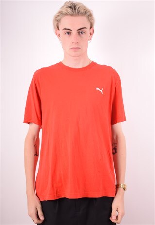 PUMA MENS VINTAGE T-SHIRT TOP XL RED 90S
