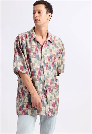 VINTAGE BURMA BIBAS ABSTRACT PRINT SHIRT