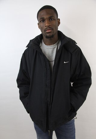 VINTAGE NIKE BLACK HOODED SPORTS JACKET