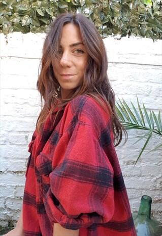 VINTAGE 80S WOOL LUMBERJACK CHECK OVERSIZED SHIRT
