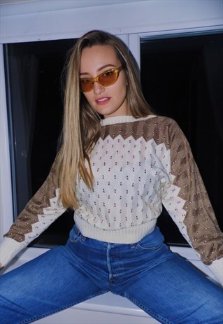VINTAGE JUMPER KNITTED KNITWEAR 70S 80S 90S Y2K PATTERN RARE