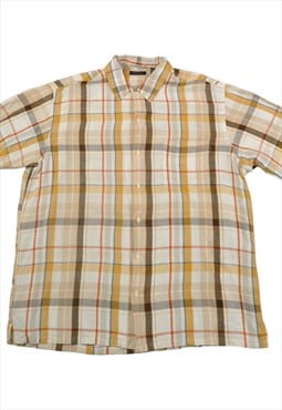 Vintage Club Room Shirt Short Sleeved Checked Pattern XL
