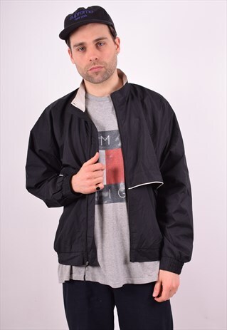 NIKE MENS VINTAGE TRACKSUIT TOP JACKET MEDIUM BLACK 90S