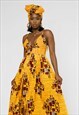JOSIE ANKARA MAXI DRESS, AFRICAN MAXI DRESS, GATHERED DRESS
