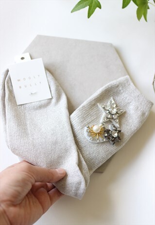 CREAM LUREX STAR EMBELLISHED SOCKS