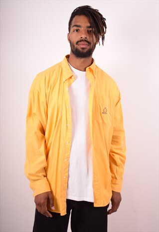 CHAPS MENS VINTAGE SHIRT XL YELLOW 90S