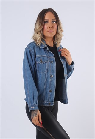 DENIM JACKET FITTED VINTAGE UK 12 (FANB)