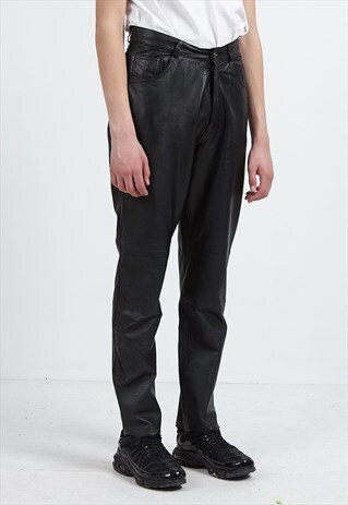 VINTAGE BLACK HIDE SOCIETY LEATHER TROUSERS BOTTOMS