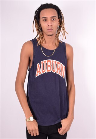 CHAMPION MENS VINTAGE VEST TOP XL NAVY BLUE 90'S