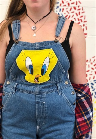 VINTAGE 90S LOONEY TUNES TWEETY PIE DUNGAREES
