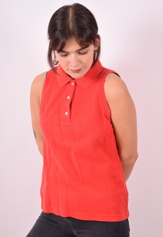 FILA WOMENS VINTAGE POLO SHIRT MEDIUM RED 90S