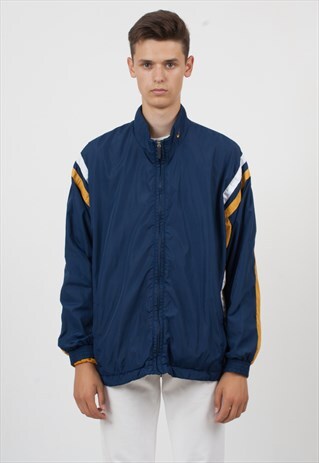 VINTAGE BLUE YELLOW NIKE ZIP TRACK JACKET
