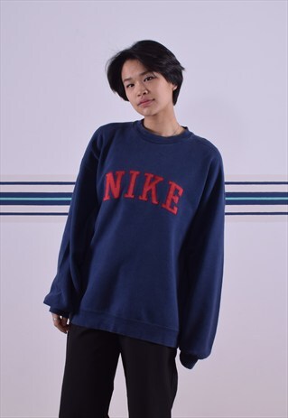 NAVY AND RED NIKE EMBROIDERED SWEATSHIRT
