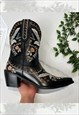 COWBOY BOOTS BLACK ANKLE WESTERN COWGIRL BOOTS