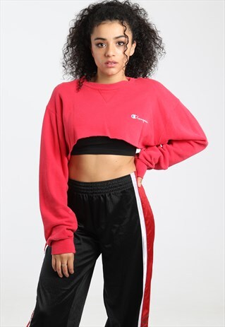 90S CHAMPION EMBROIDERED EXTREME CROPPED SWEATSHIRT