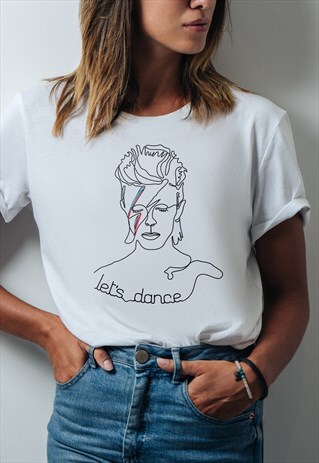 DAVID BOWIE INSPIRED T SHIRT UNISEX WHITE VINTAGE