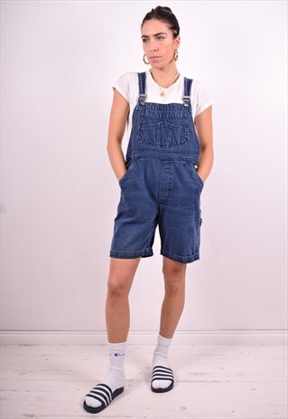 WOMENS VINTAGE DENIM DUNGAREES XL BLUE 90'S
