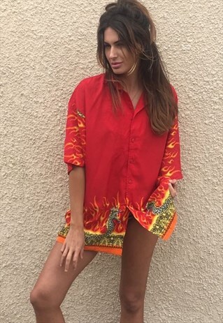 PATTERNED OVERSIZED RETRO VINTAGE UNISEX FESTIVAL SHIRT