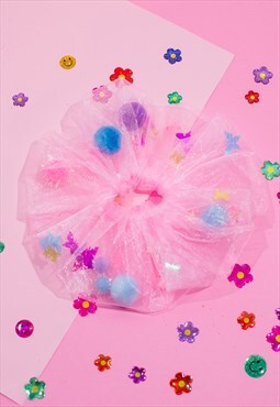 Ella - Handcrafted Festival Butterfly Pink Filled Scrunchy